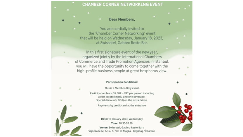 Chamber Corner Networking Event - Swissotel, Gabbro Resto Bar in Istanbul